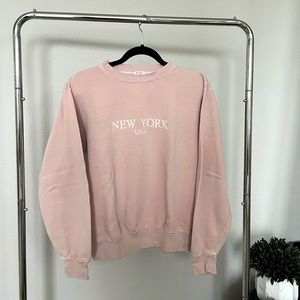 Brandy Melville Light Pink “New York” Crewneck Sweatshirt